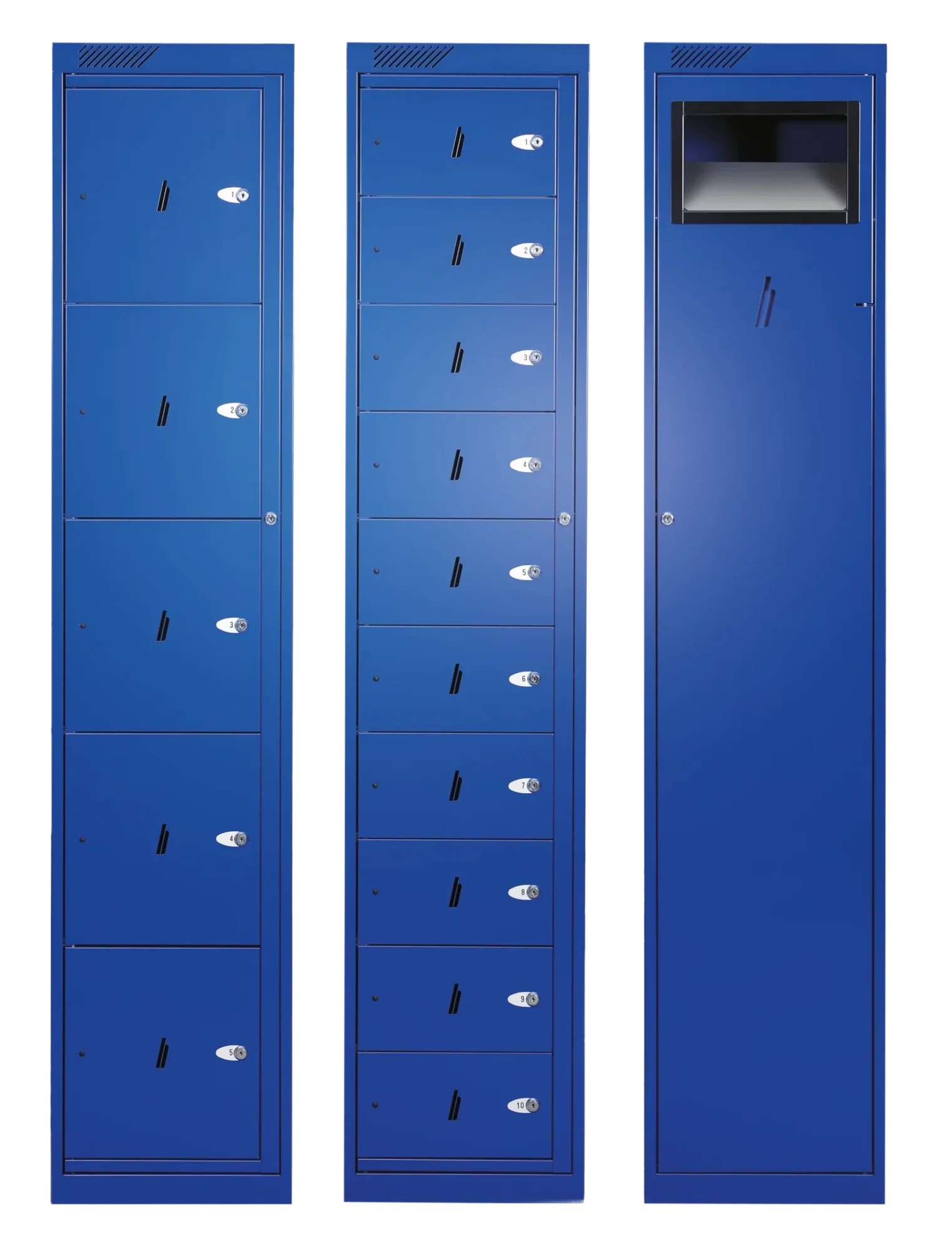 Verschiedene Ausführungen von Fachschränken für die Aufbewahrung von Arbeitskleidung