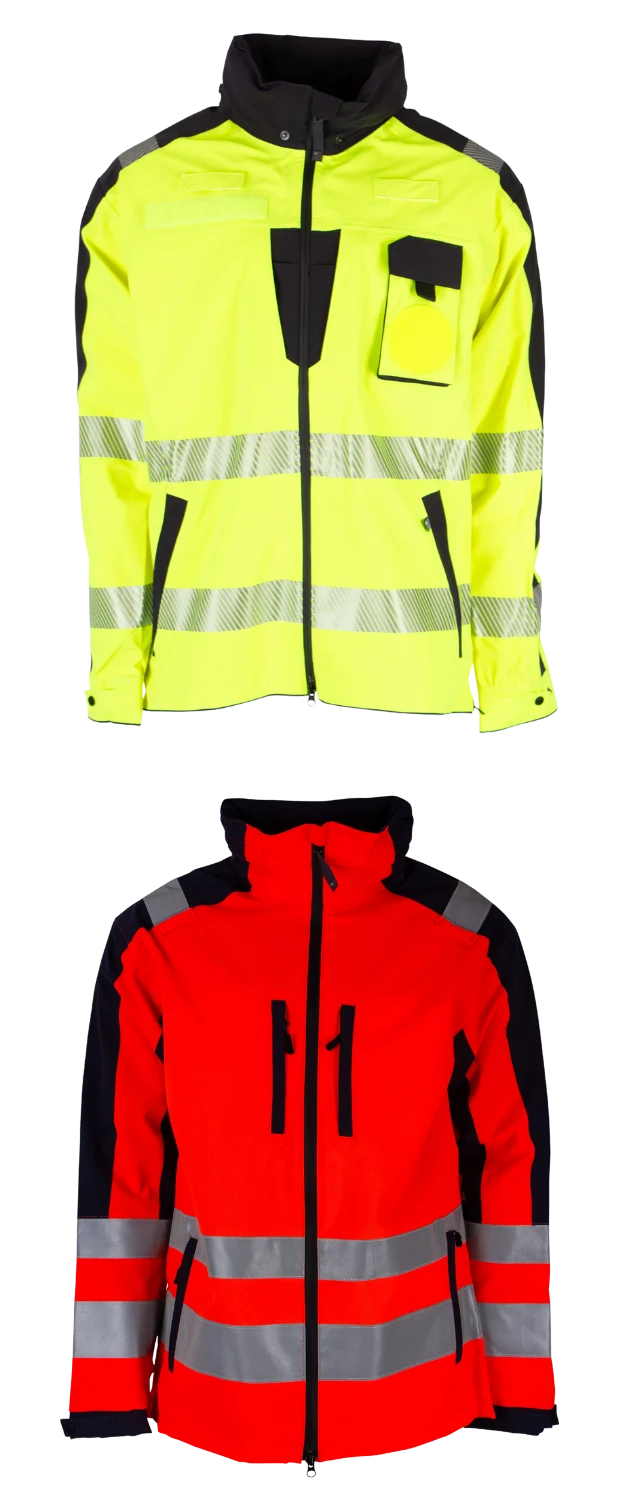 Reflektierende Arbeitsjacken für den Rettungsdienst in gelb und rot