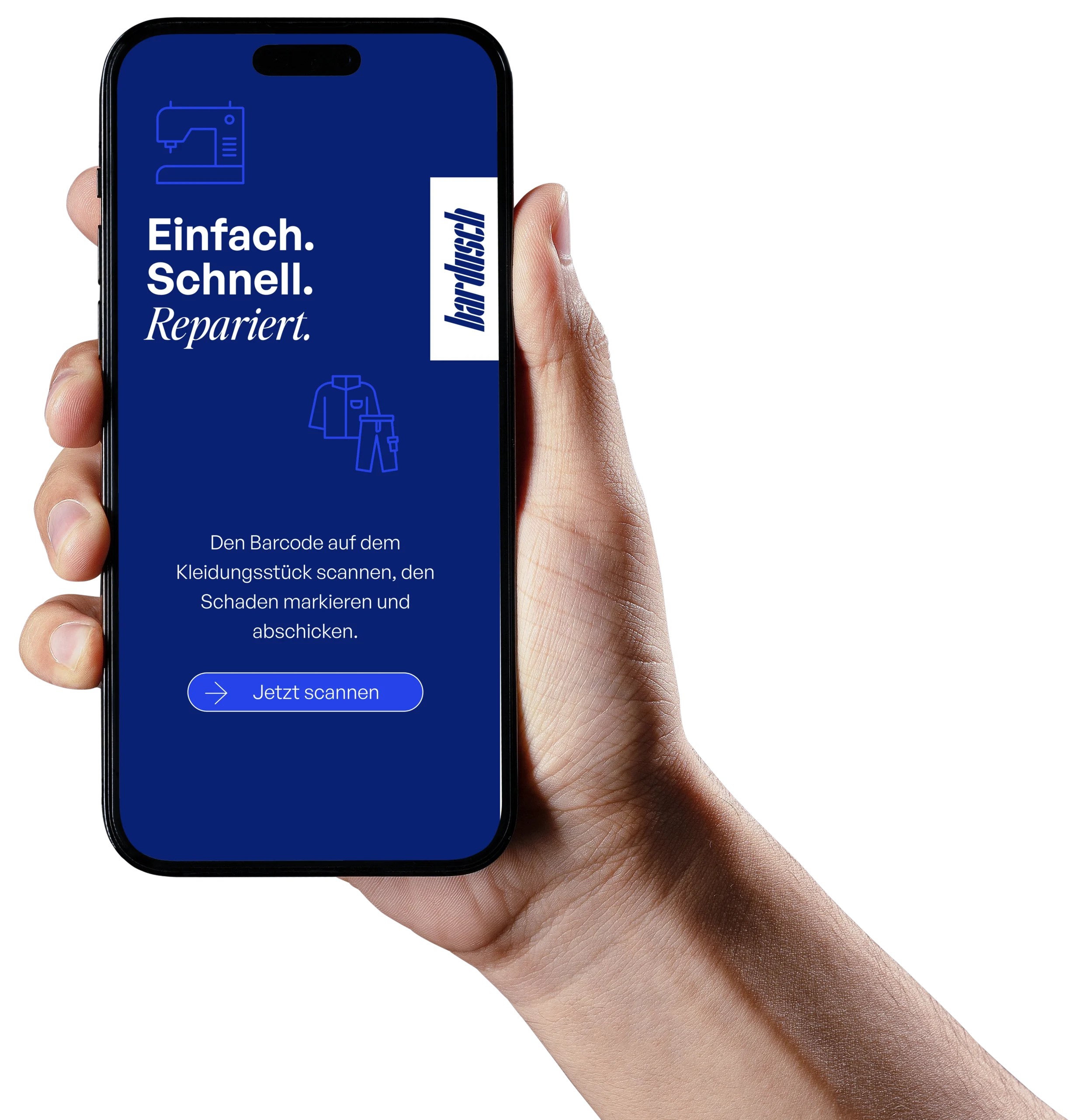 Smartphone mit digitalem Servicezugang für Reparatur- und Meldeservice